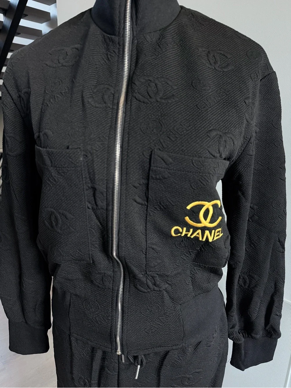 Black Two Piece Matching Set Tracksuit with pockets size S